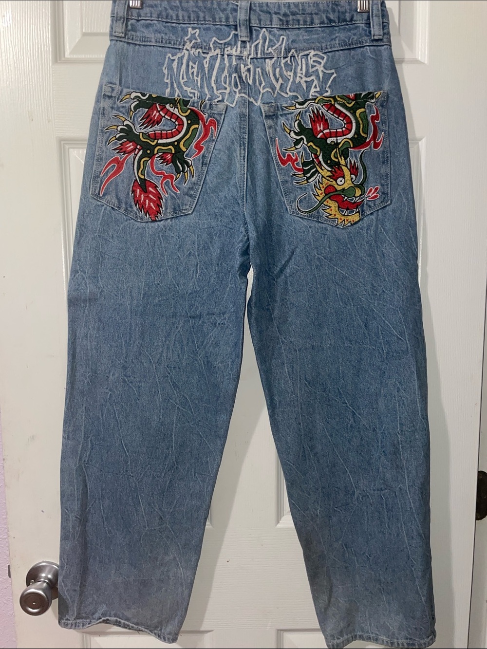 Ninth Hall Light Blue Men's Denim Jeans with Embroidery